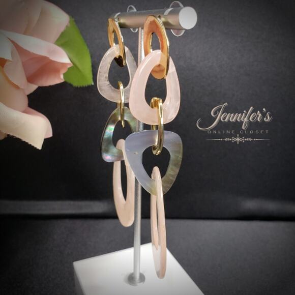 3/$25 a new day Genuine Shell Gold Oval Dangle Earrings - Picture 4 of 10